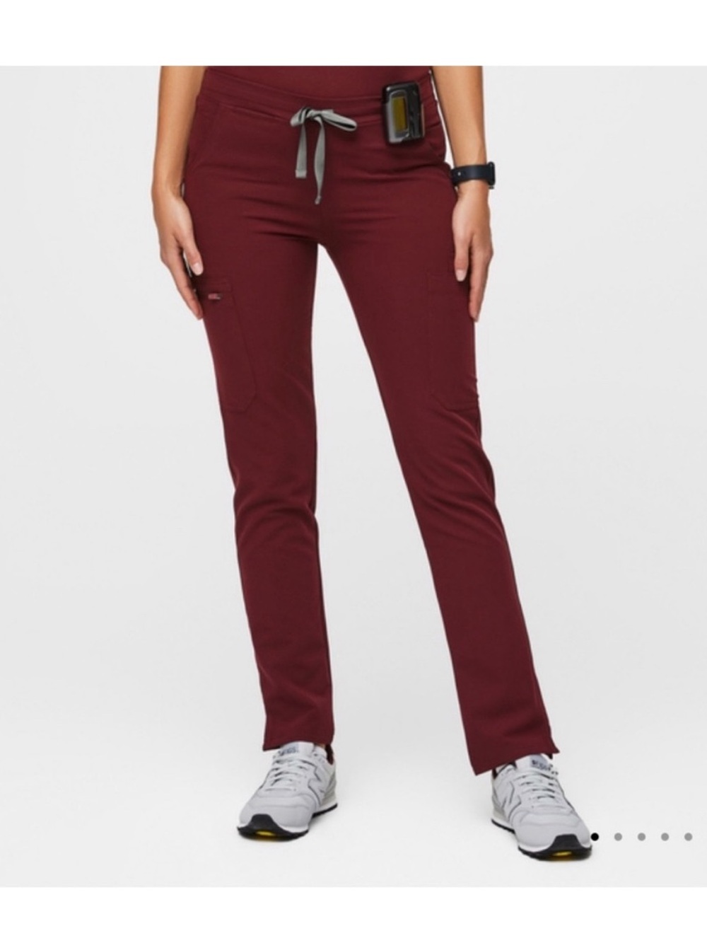 FIGS Yola Skinny Scrub Pants XS Petite Burgundy Wine Red Medical Nurse Cargo